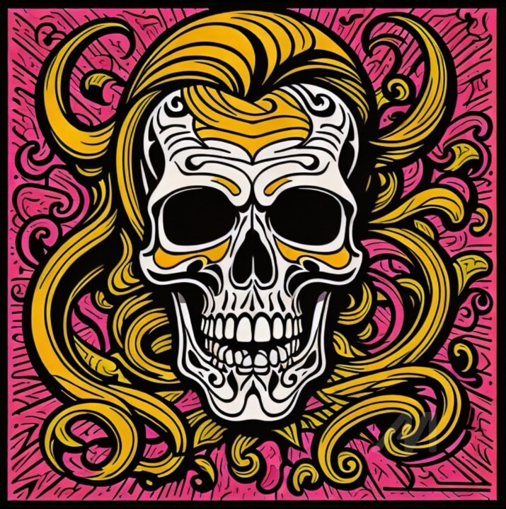 skullpop series #019 Printmaking, 7.9x7.9 in