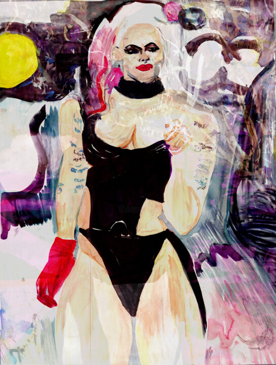Gaga Harlequin Lounge 绘画, 23.9x18 in