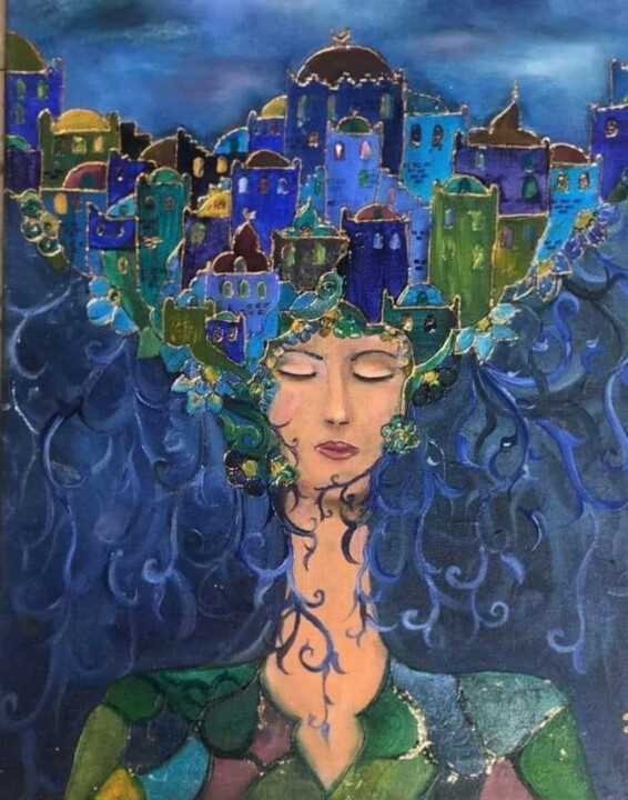 Pensées bleues 绘画, 39.4x31.5 in