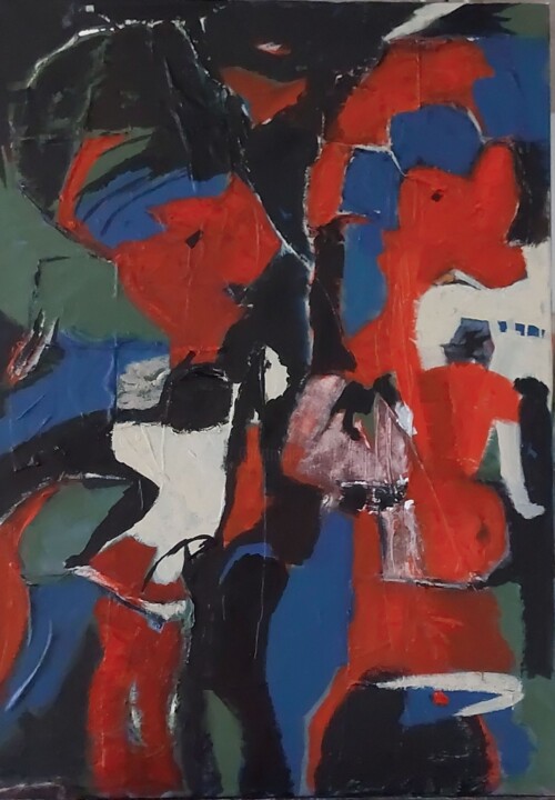 l'éléphant vous trompe énormément, nous sommes en danger. 绘画, 27.6x19.7 in