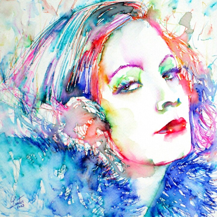 GRETA GARBO 绘画, 7.9x7.9 in