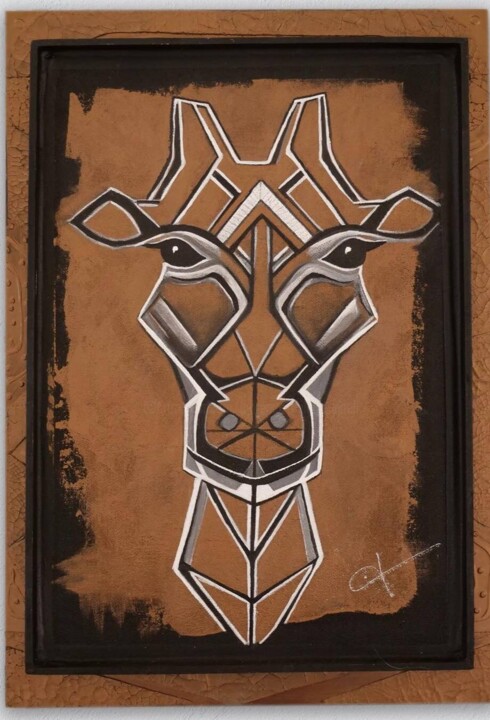 Un Amour de Girafe 绘画, 18.5x13 in