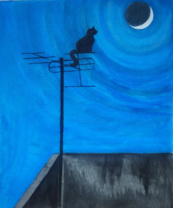 Eyeing Moon 绘画, 12x10 in