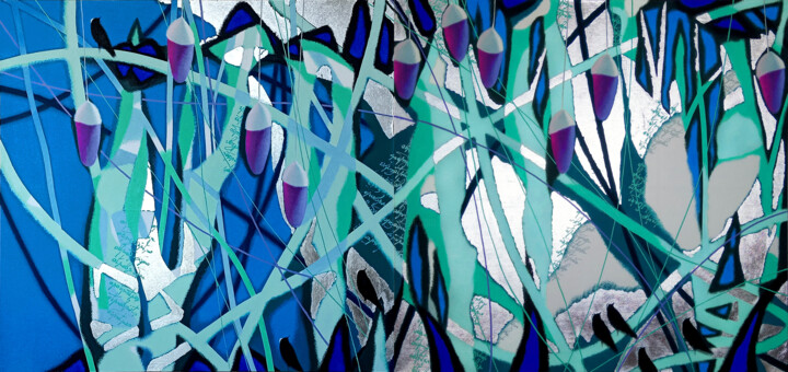 Silver rain 银雨 绘画, 39.4x86.6 in