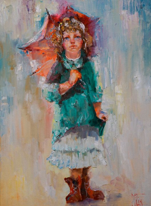 grandma's umbrella 绘画, 29.5x21.7 in