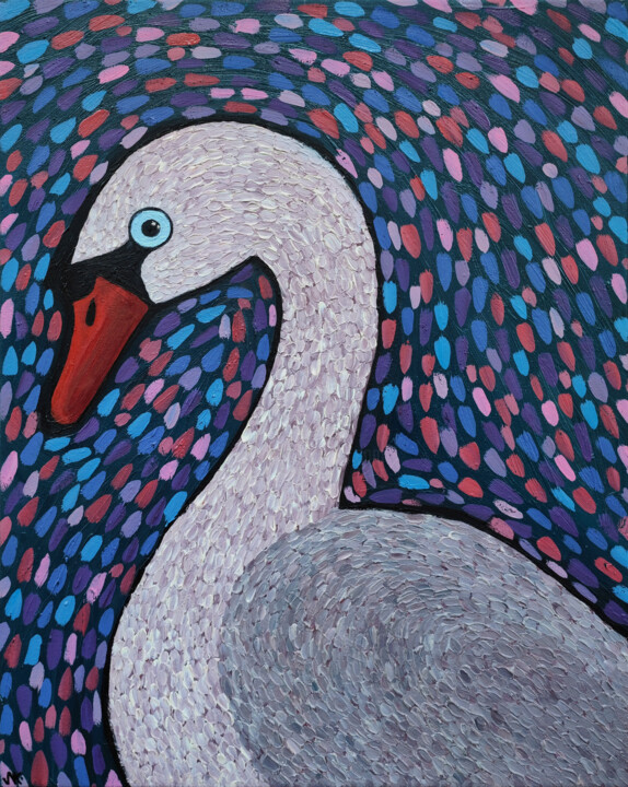 lonely swan 绘画, 19.7x15.8 in