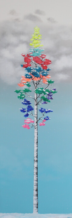 Bouleau sous la neige Painting, 59.1x19.7 in