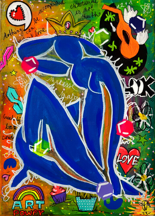 Tableau Pop Art Matisse Peinture colorée unique PVettese 绘画, 13x9.5 in