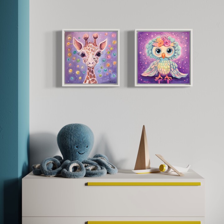 Cute diptych for nursery 绘画, 11.8x23.6 in