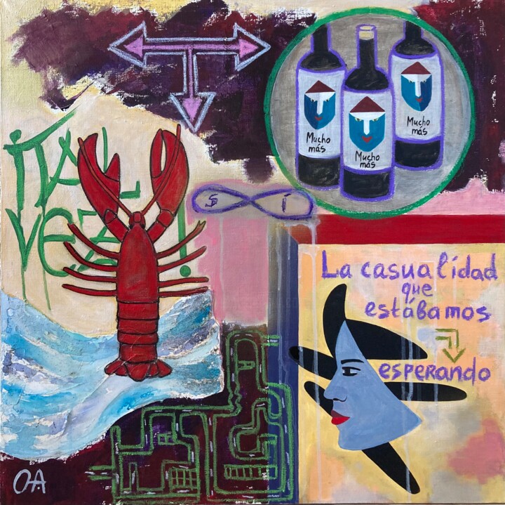 Painting titled "The chance we were…" by Olga Afanasiadi, Original Artwork, Acrylic Mounted on Wood Stretcher frame