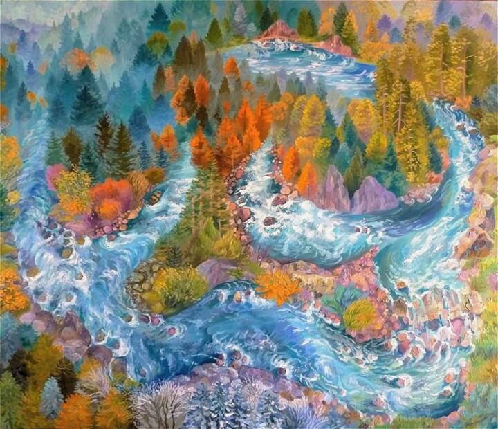Река времени 绘画, 33.5x39.4 in