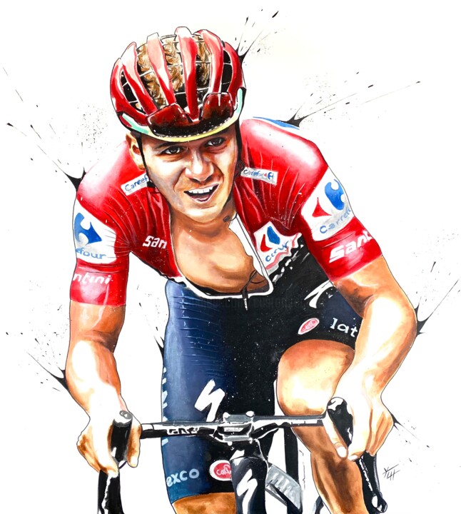 Painting titled "Remco Evenepoel - V…" by Yvan Courtet, Original Artwork, Acrylic