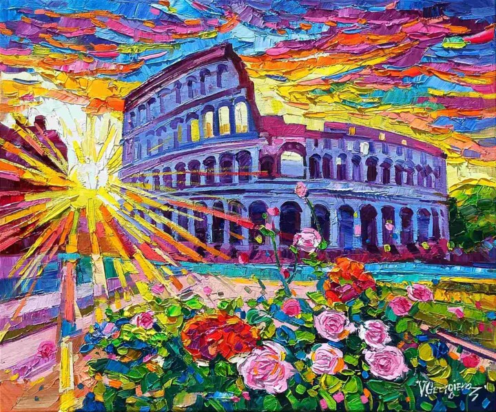 Magic light on the Colloseum 绘画, 19.7x23.6 in