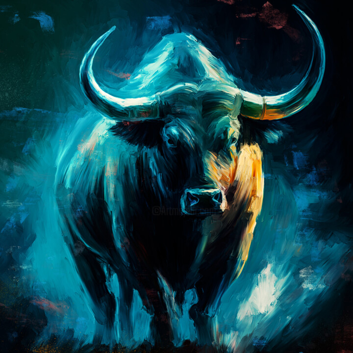 Blauer Bulle 绘画, 47.2x47.2 in