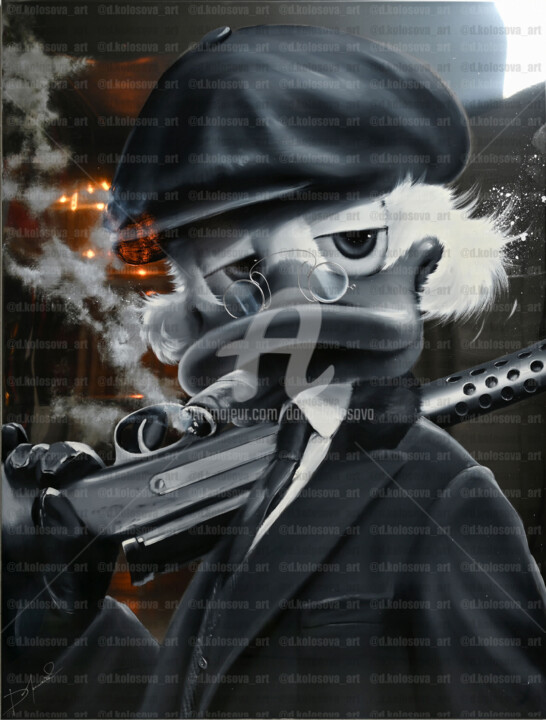 Peaky Duck with cigar 绘画, 48.8x37 in