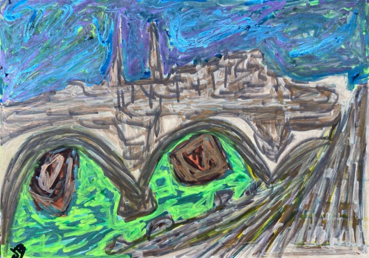 Pont - Neuf Paris 绘画, 8.3x11.7 in
