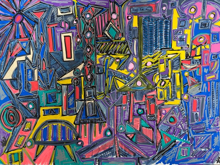 Santiago du Chili. 绘画, 8.3x11.7 in