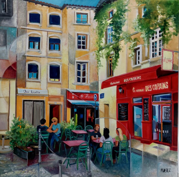 "la cuisine de copains" à Avignon 绘画, 31.5x31.5 in