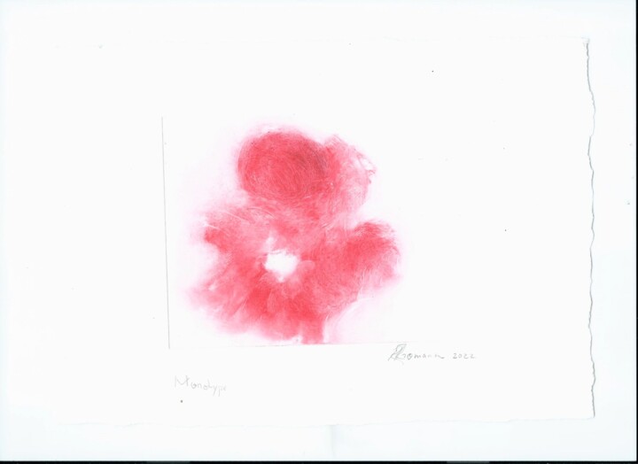 Monotype fleur rouge Baskıresim, 4,1x5,9 in