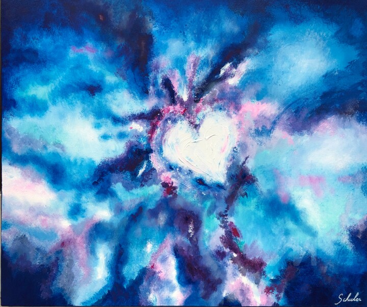 Blue heart 绘画, 18.1x21.7 in