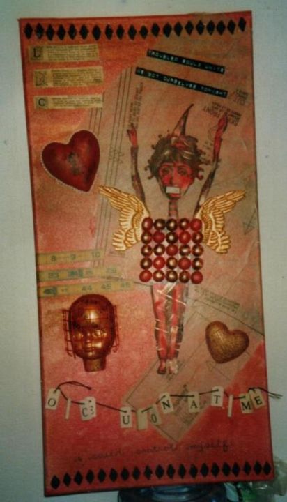 Collages intitulée "Troubled Souls Unite" par Denise, Œuvre d'art originale