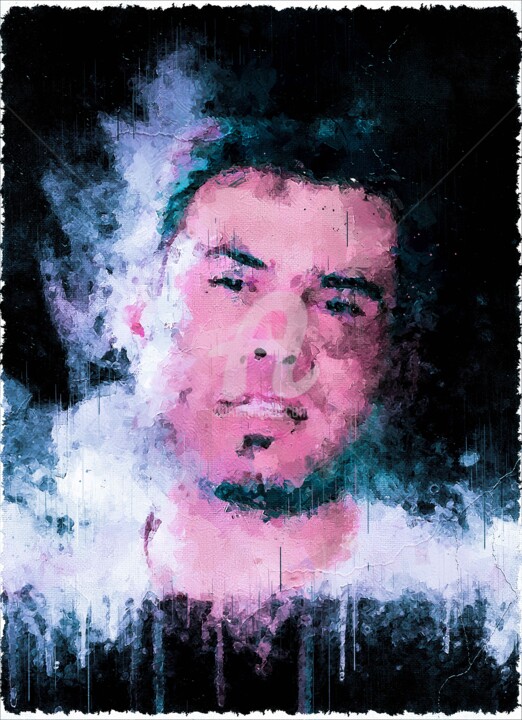 Digital Arts titled "Adrian Mutu 01" by Leonardo Lillian, Original Artwork, Digital Painting