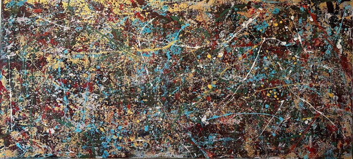 Abstract nr. 248- Golden World- XXL 绘画, 27.6x59.1 in