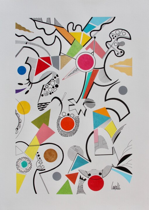 Painting titled "23 095 Le circuit" by Pascal Cavalli, Original Artwork, Acrylic