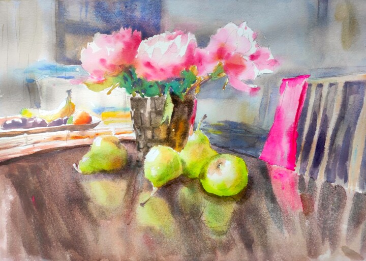The Pink Scarf 绘画, 15x22 in