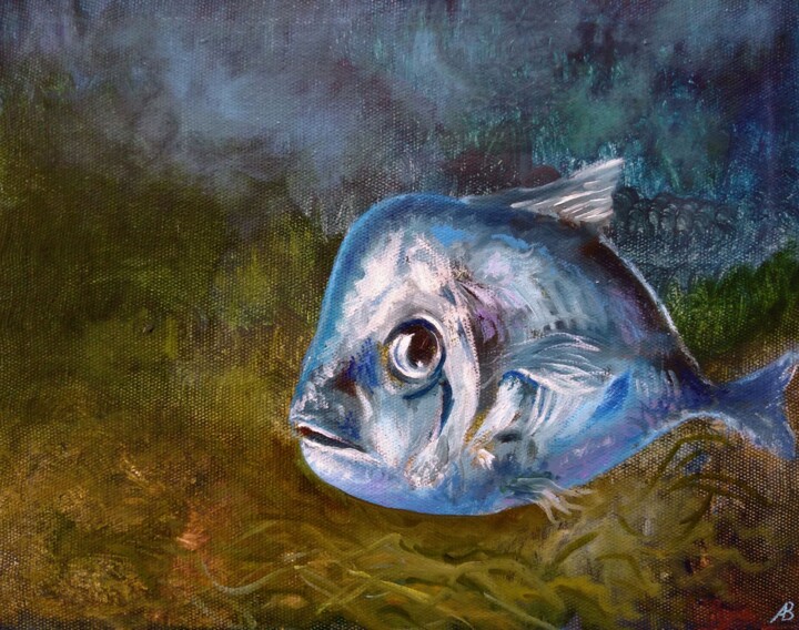 Small Fish / Рыбка 绘画, 13x16.1 in