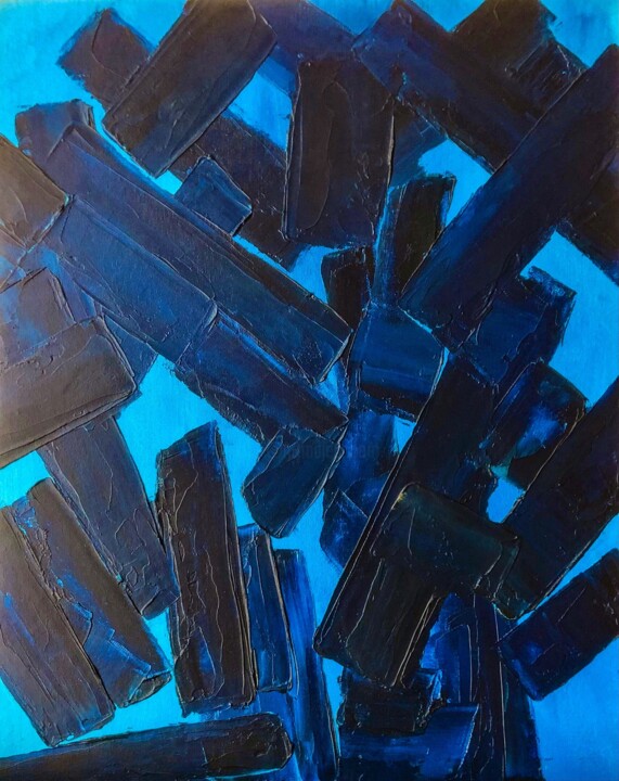 Your Dreams Come True Blue Minimal Abstract Painting Картина, 19,7x15,8 in