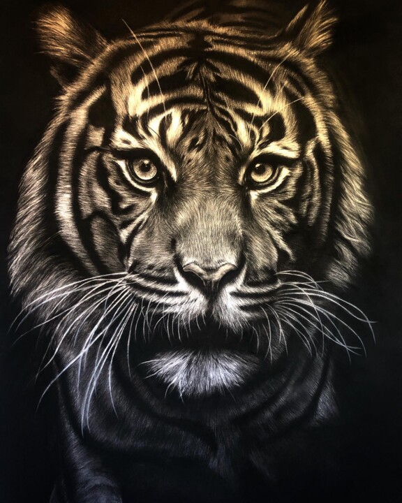 Drawing titled "Power" by Christelle Rossi Ligouzat (Chris Rossi), Original Artwork, Charcoal