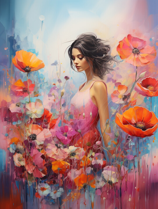 Harmony in a poppy field 数字艺术