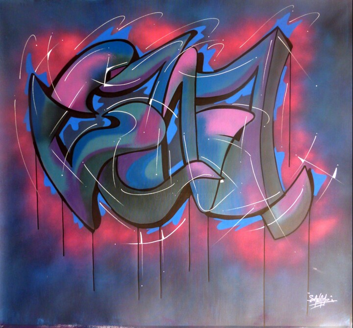 Peinture intitulée "Sana n°2307" par Saname, Œuvre d'art originale, Bombe aérosol