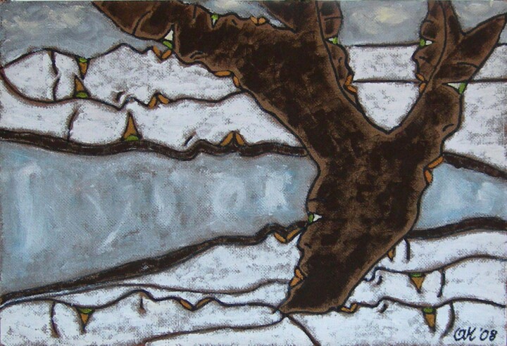 Pittura intitolato "Riflessi invernali" da Annamaria Danese, Opera d'arte originale, Acrilico