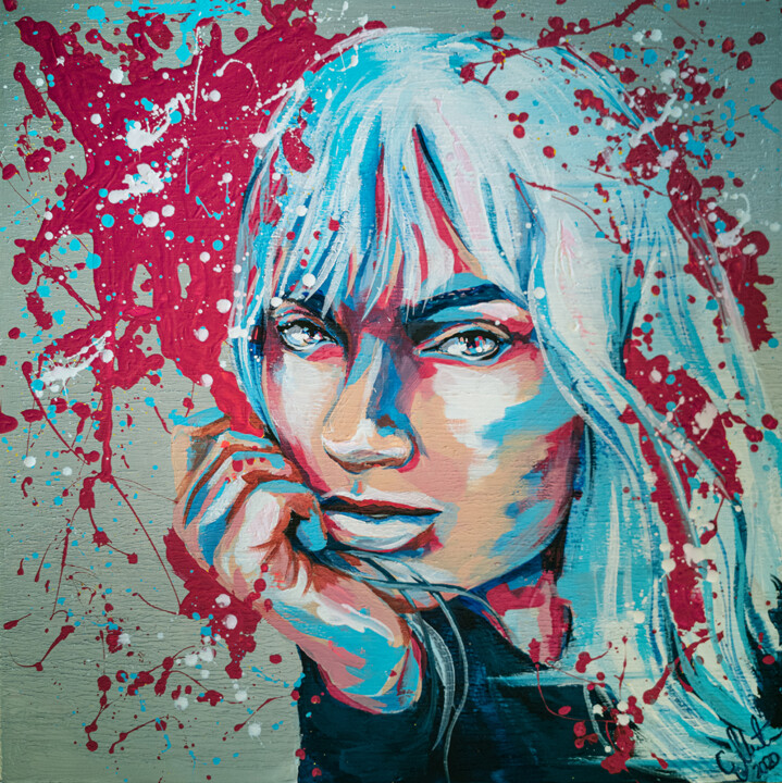 Ileya S. Blueberry - carographic 绘画, 31.5x31.5 in