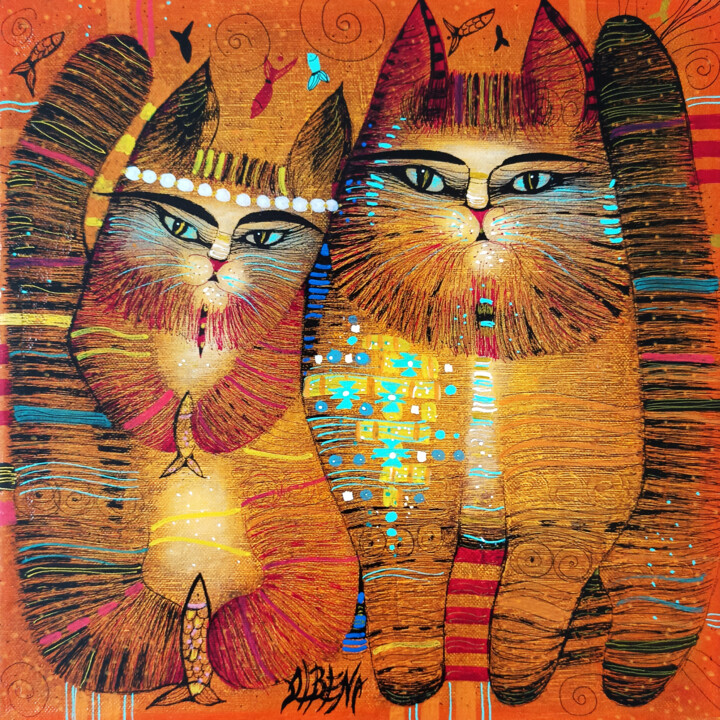 Peinture intitulée "MIAOU!" par Albena Vatcheva, Œuvre d'art originale, Huile Monté sur Châssis en bois