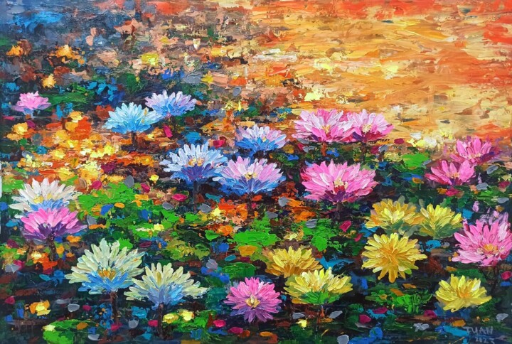 Malarstwo zatytułowany „Water lily, Flower…” autorstwa Anh Tuan Le, Oryginalna praca, Akryl