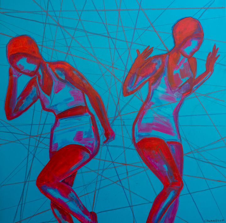 Summer bathing 绘画, 35.4x35.4 in