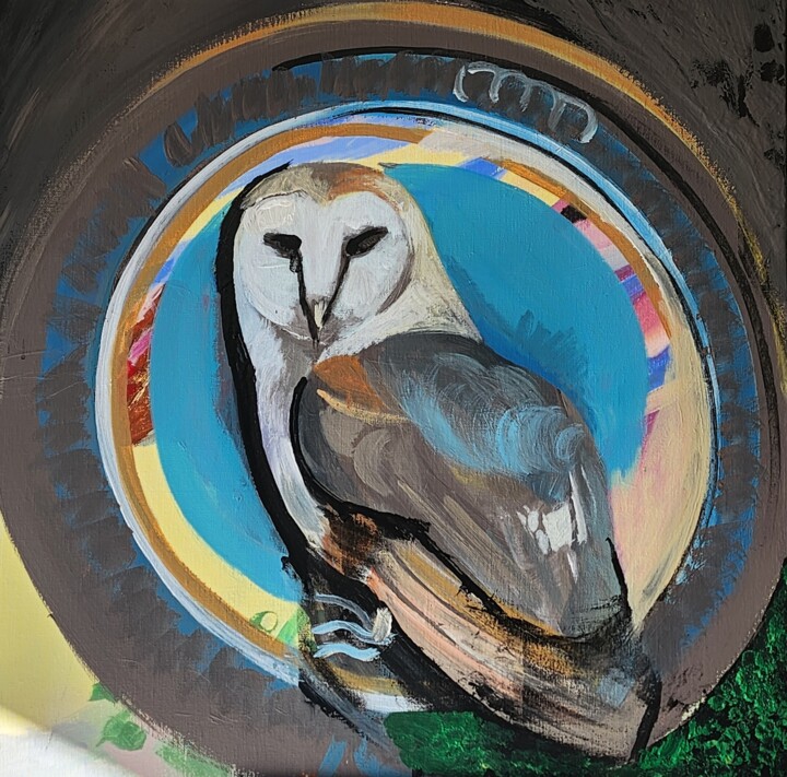 Peinture intitulée "Chouette" par Valérie Blum (Valery), Œuvre d'art originale, Acrylique Monté sur Châssis en bois