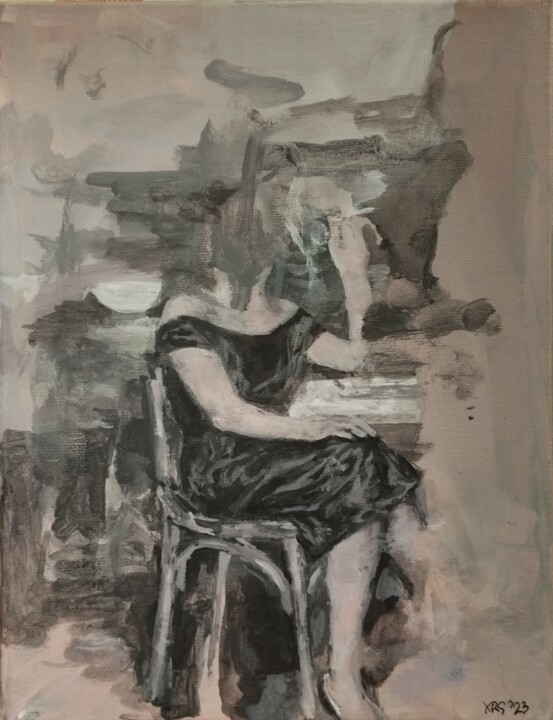 la petite robe noire 绘画, 10x7.9 in