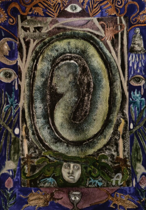 Painting titled "Dreamingly Realms" by Coco Sanne Hassink, Original Artwork, Watercolor