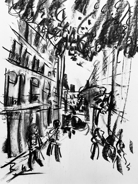 Rue sous des feuillages Disegno, 25,6x19,7 in