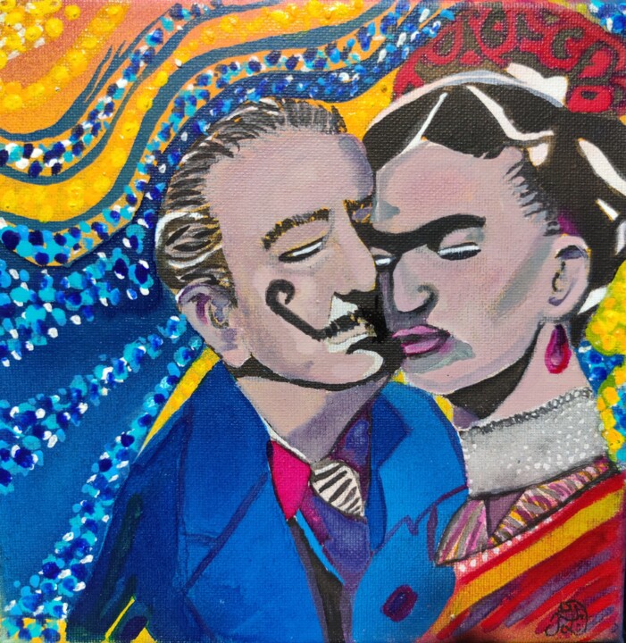 Frida Kahlo et Salvador Dali 绘画, 7.9x7.9 in