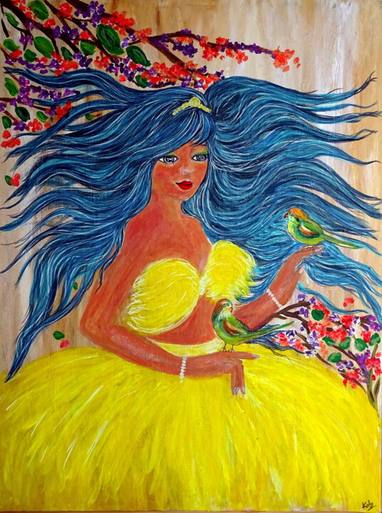 Lady in sparkling dress 绘画, 31.5x23.6 in