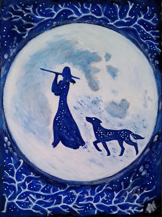 The wizard flutist and his dog. Legends of the Black Valley 绘画, 15.8x11.8 in