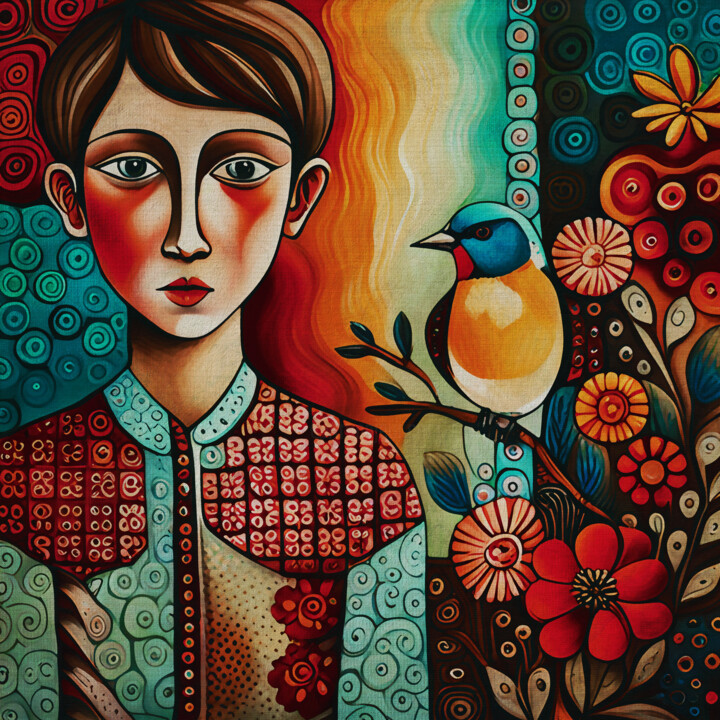 Peinture intitulée "Portrait of a shy b…" par Jan Keteleer, Œuvre d'art originale, Acrylique Monté sur Autre panneau rigide
