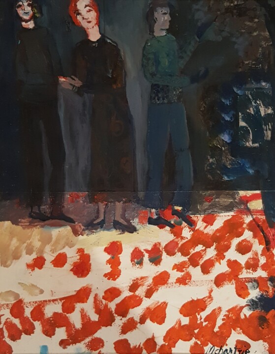 Pittura intitolato "TAPIS DE FLEURS SEC…" da Mchartrie, Opera d'arte originale, Olio