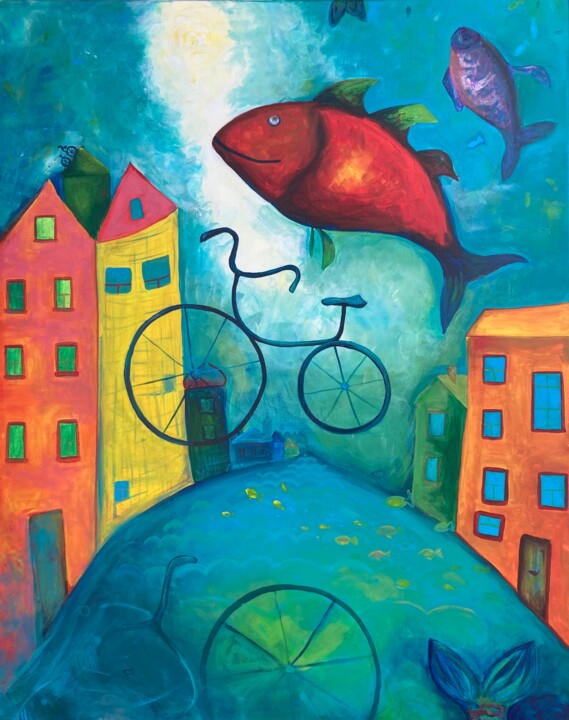 Painting titled "Underwater" by Anastasiia Lodde, Original Artwork, Acrylic