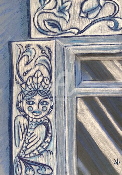 Ζωγραφική με τίτλο "Russian house. Stud…" από Vladlena Dudchak, Αυθεντικά έργα τέχνης, Παστέλ